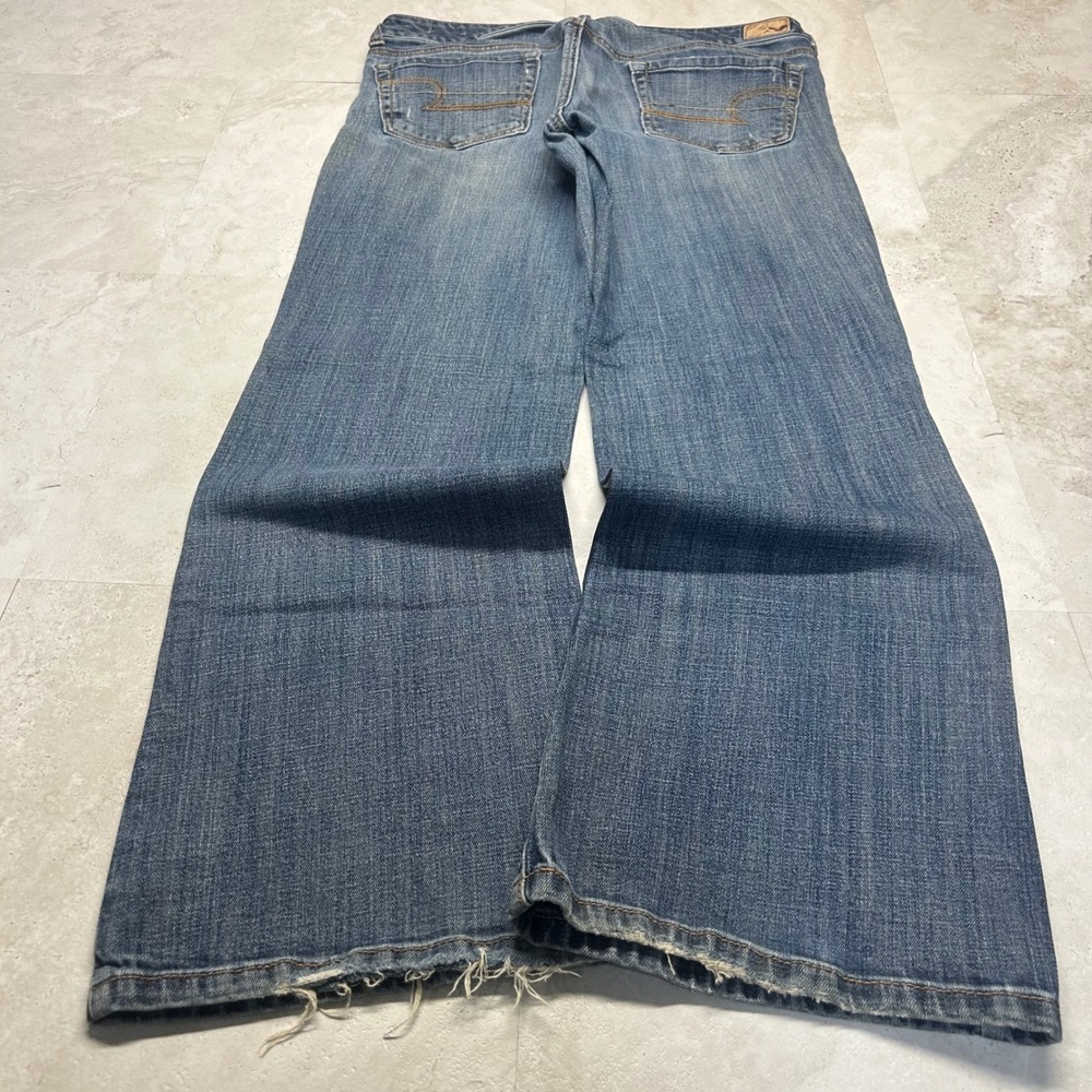 American Eagle Favorite Boyfriend Jeans Blue Womens 10 Short Distressed Stretch